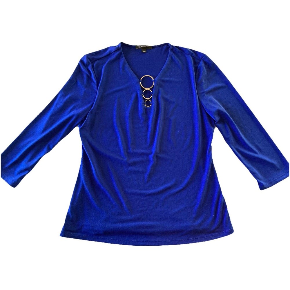 International Concepts Women’s Top Large Royal Blue Stretch Excellent Condition